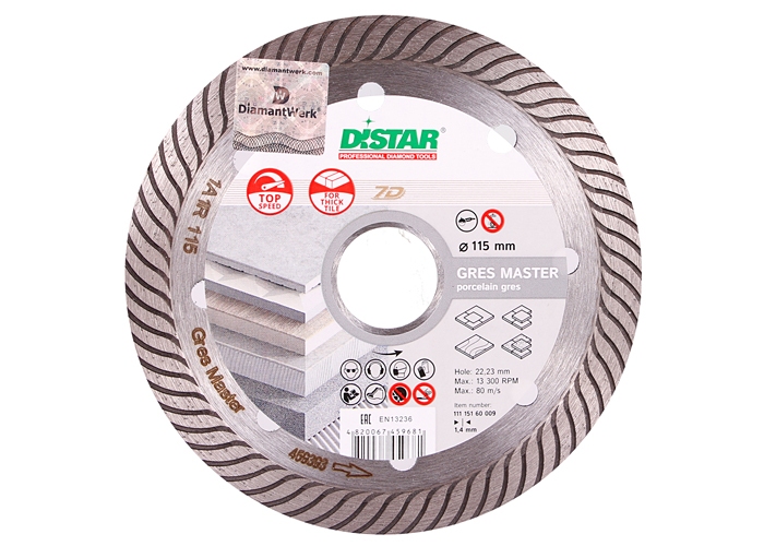 Алмазный диск Distar 1A1R 115x1,4x10x22,23 Gres Master 11115160009